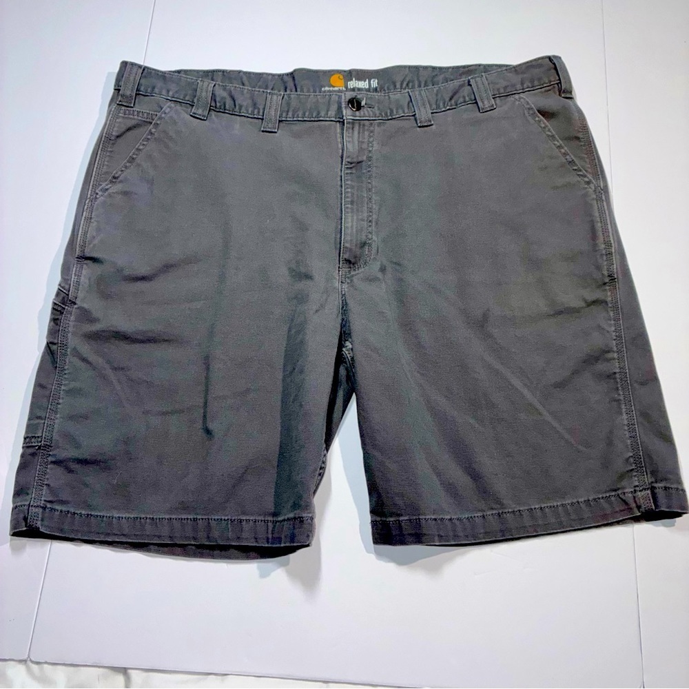 Carhartt Shorts Mens 46 Gray Relaxed Fit Canvas Work Rugged Flex Workwear Logo
